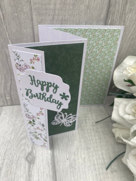‘Happy Birthday’ Greeting Card (Tri Fold)