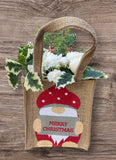 Large Christmas Flower Jute Gift Bag