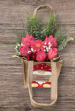 Large Christmas Flower Jute Gift Bag