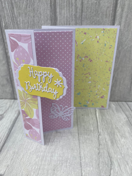 ‘Happy Birthday’ Greeting Card (Tri Fold)